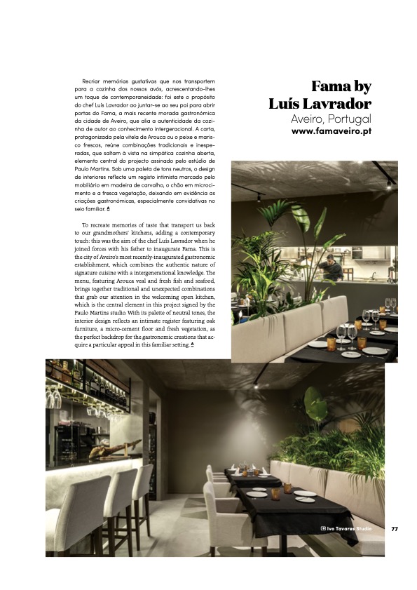 Revista Attitude Magazine 89 Restaurante Fama Aveiro Arquitectura Paulo Martins 2 do fotografo Ivo Tavares Studio