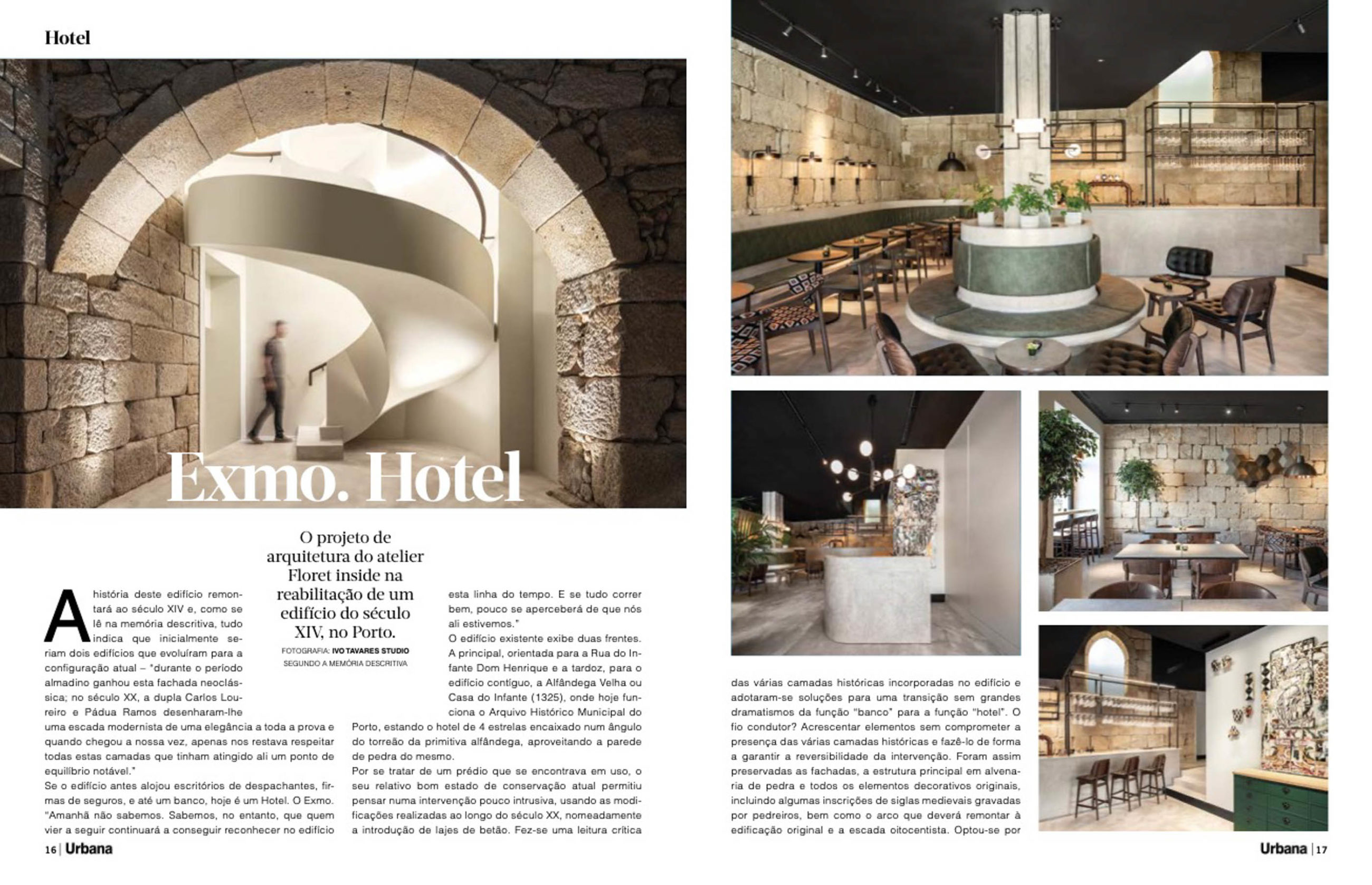 Exmo Hotel no Porto do atelier Floret Arquitectura publicado na revista Urbana com fotografia de arquitetura Ivo Tavares Studio