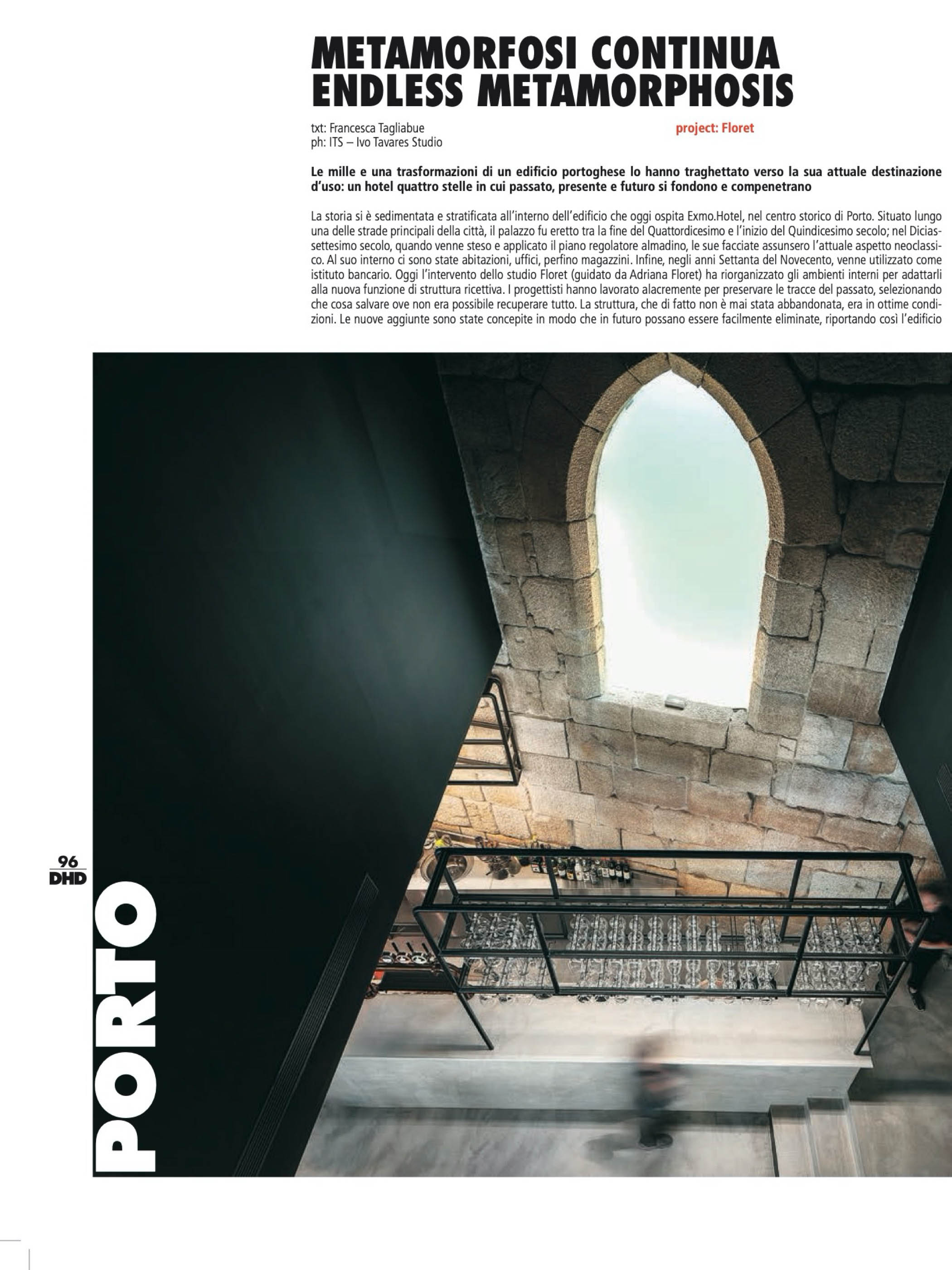 Exmo Hotel no Porto do atelier Floret Arquitectura publicado na revista Hotel Design Diffusion com fotografia de arquitetura Ivo Tavares Studio