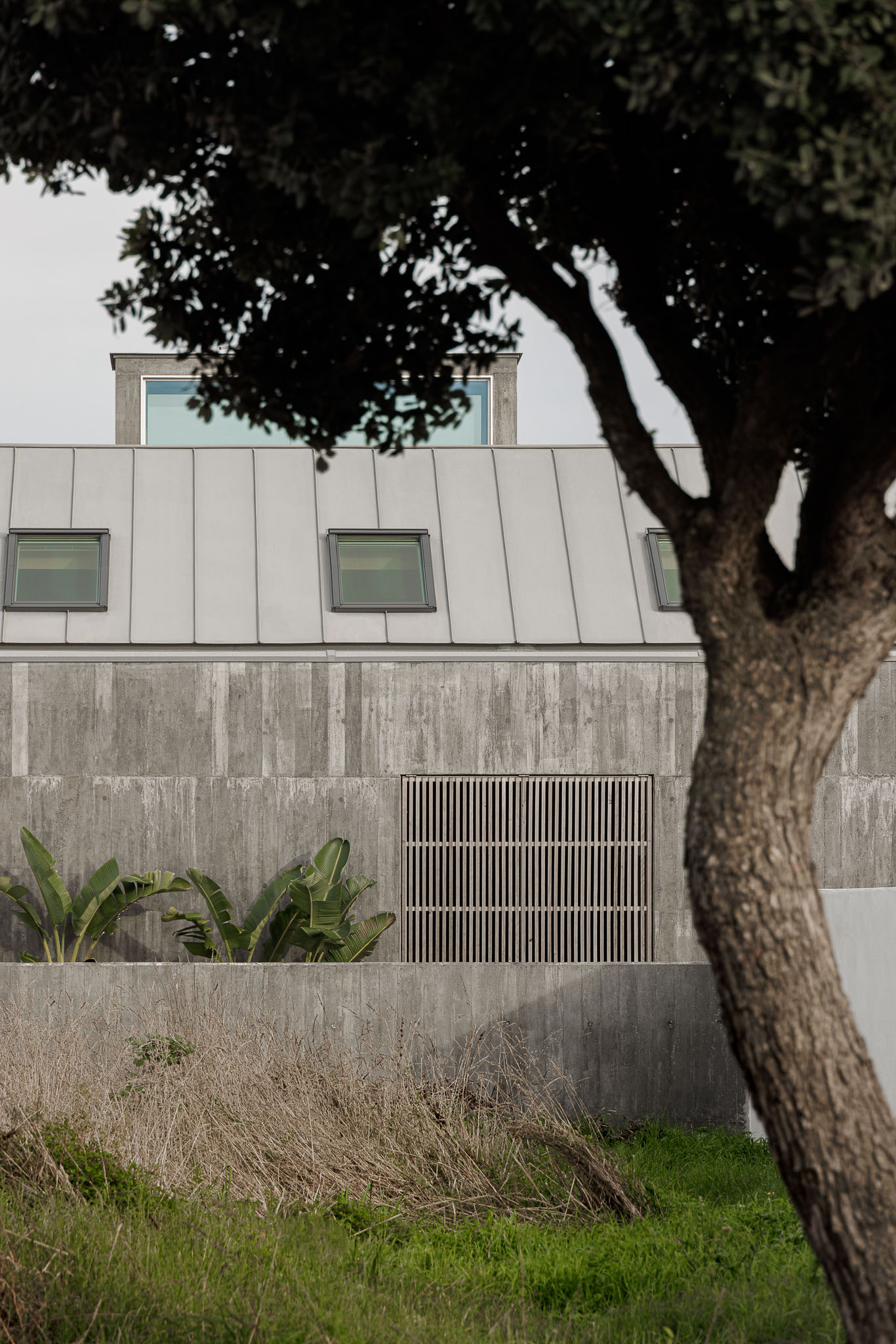 Quarto: Quarto no sótão com cama de casal, mesa de cabeceira e janela no teto. Teto em madeira. — Palheiro arquitetura Pedro Henrique Arquiteto em Esmoriz