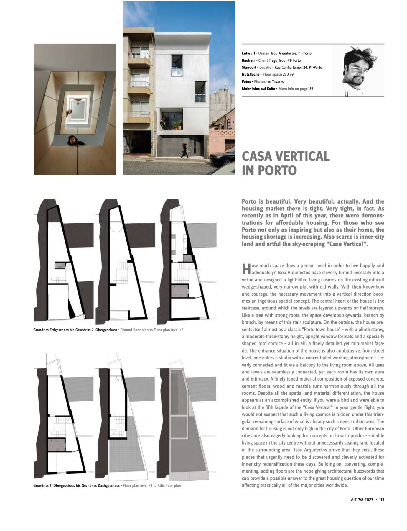 Ait Magazine 7/2023 do atelier Tsou Arquitectos com fotografia arquitetura de ivo tavares studio - architectural photography